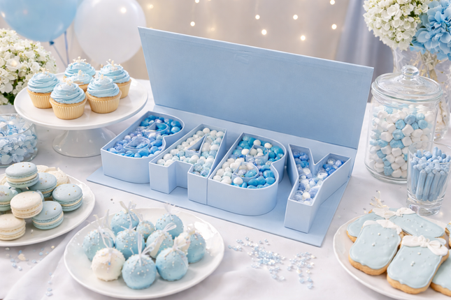 BABY Letter Gift Box – Premium Cardboard with Satin Ribbon