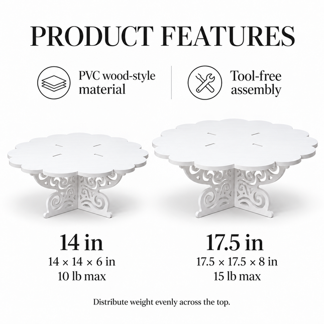 White Scalloped Cake & Cupcake Stand – 14-Inch Round Dessert Display