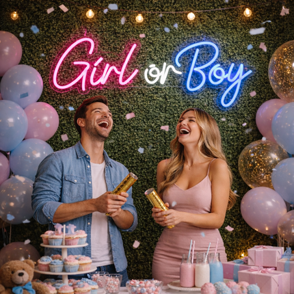 Gender Reveal LED Neon Sign Collection – He or She | Boy or Girl | Oh Baby