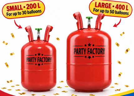 Party Factory Portable Helium Balloon Tank Kit – 200 L or 400 L