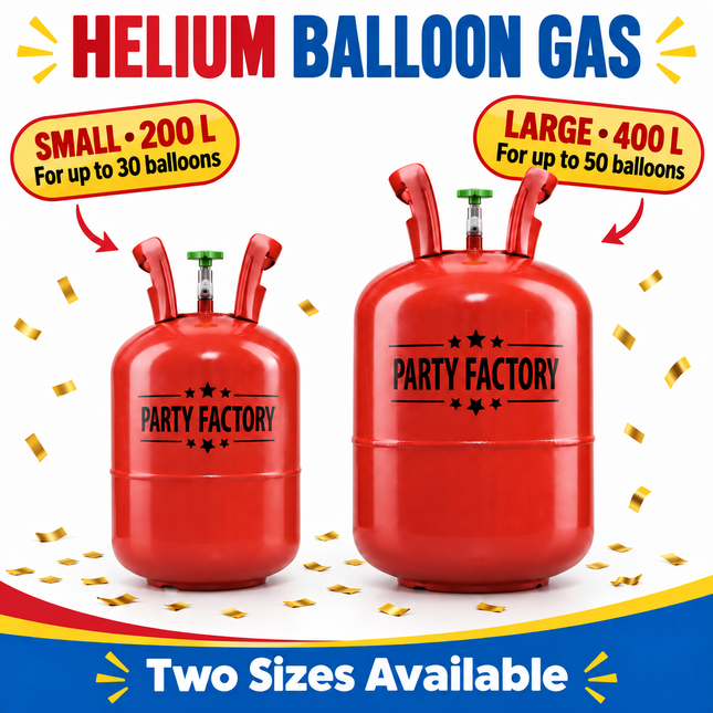 Party Factory Portable Helium Balloon Tank Kit – 200 L or 400 L