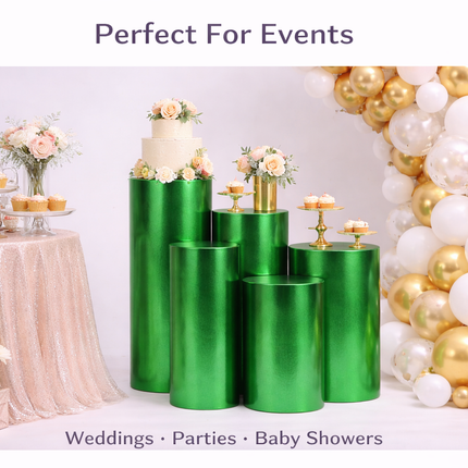 5-Piece Cylinder Spandex Covers – Stretch Fit Round Pedestal Covers – Event Decor