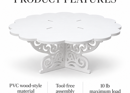 White Scalloped Cake & Cupcake Stand – 14-Inch Round Dessert Display