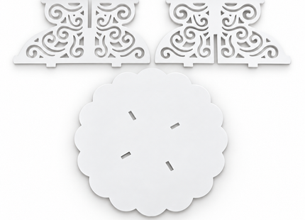 White Scalloped Cake & Cupcake Stand – 14-Inch Round Dessert Display