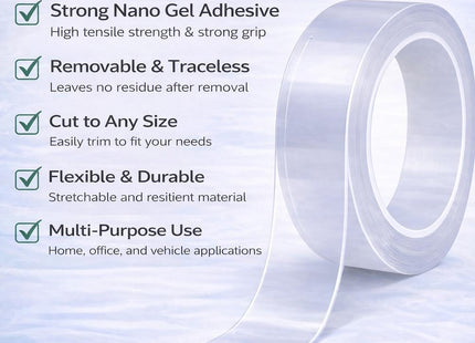 Ivy Grip Tape – 10 Feet Reusable Nano Gel Double-Sided Adhesive