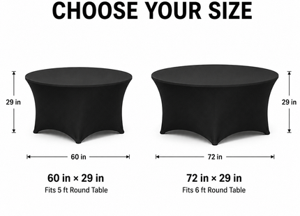 Round Spandex Table Cover – Fitted Stretch Tablecloth, 60-Inch & 72-Inch Sizes