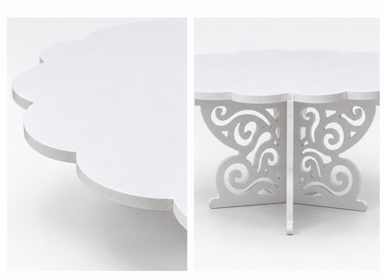 White Scalloped Cake & Cupcake Stand – 14-Inch Round Dessert Display