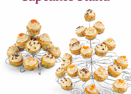 Swirl Silver Metal Cupcake Stand – 13 or 41 Cup Capacity