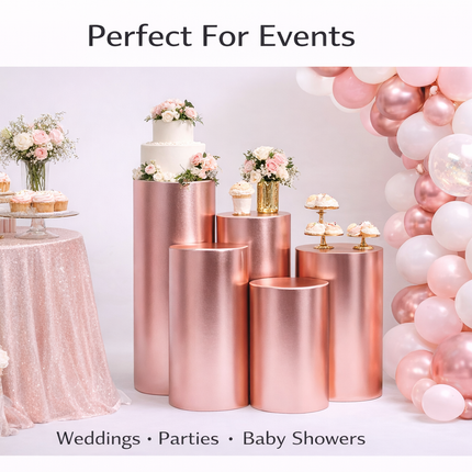 5-Piece Cylinder Spandex Covers – Stretch Fit Round Pedestal Covers – Event Decor
