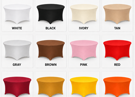 Round Spandex Table Cover – Fitted Stretch Tablecloth, 60-Inch & 72-Inch Sizes