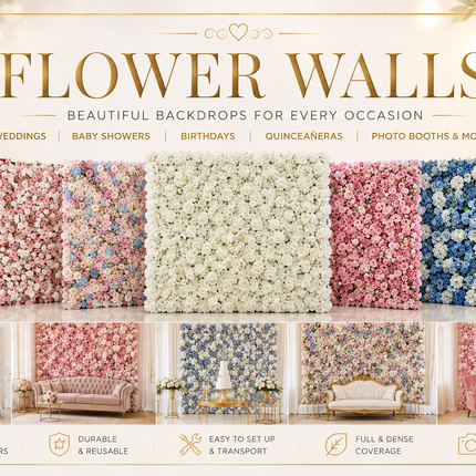 8x8 Artificial Flower Wall Backdrop – Luxury Wedding & Event Floral Wall
