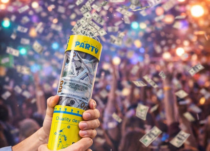 Money Confetti Party Popper Cannon - Twist-to-pop Design Lightweight Easy to Use Indoor & Outdoor Fun Money Shower Effect Perfect for Parties & Events