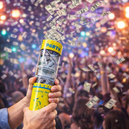 Money Confetti Party Popper Cannon - Twist-to-pop Design Lightweight Easy to Use Indoor & Outdoor Fun Money Shower Effect Perfect for Parties & Events