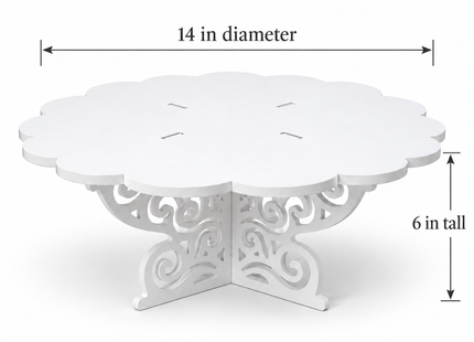 White Scalloped Cake & Cupcake Stand – 14-Inch Round Dessert Display