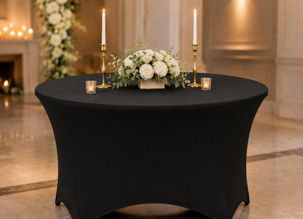 Round Spandex Table Cover – Fitted Stretch Tablecloth, 60-Inch & 72-Inch Sizes