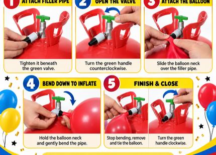 Party Factory Portable Helium Balloon Tank Kit – 200 L or 400 L