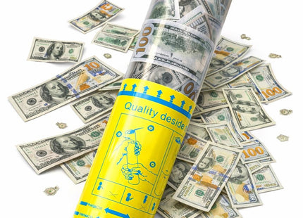 Money Confetti Party Popper Cannon - Twist-to-pop Design Lightweight Easy to Use Indoor & Outdoor Fun Money Shower Effect Perfect for Parties & Events
