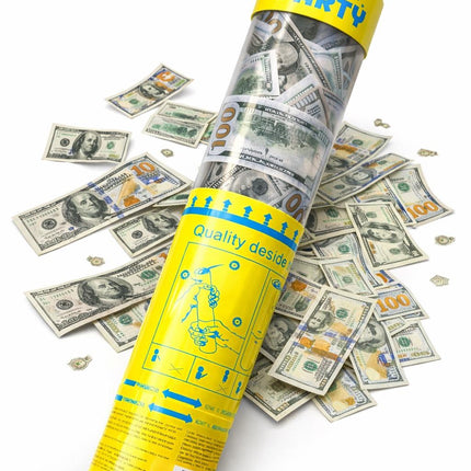 Money Confetti Party Popper Cannon - Twist-to-pop Design Lightweight Easy to Use Indoor & Outdoor Fun Money Shower Effect Perfect for Parties & Events