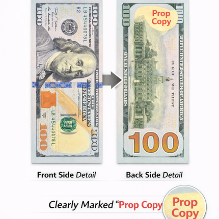 Realistic $100 Prop Money Stack – Full Size Fake Bills