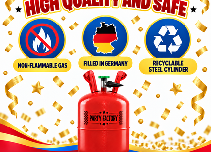 Party Factory Portable Helium Balloon Tank Kit – 200 L or 400 L