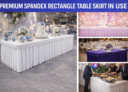 Spandex Rectangle Table Skirt – 72” x 30” | Fits 6FT Tables | Multiple Colors