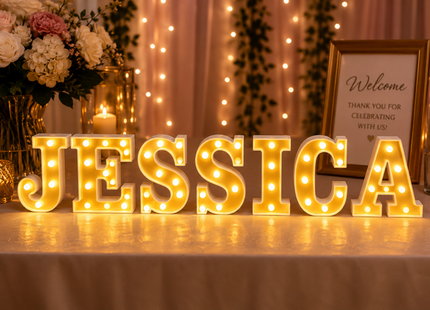 Gold LED Marquee Letter & Number Lights – 6 Inch Alphabet & Number Tabletop Signs