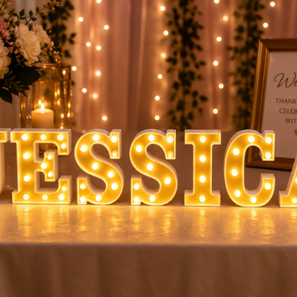 Gold LED Marquee Letter & Number Lights – 6 Inch Alphabet & Number Tabletop Signs