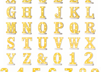 Gold LED Marquee Letter & Number Lights – 6 Inch Alphabet & Number Tabletop Signs