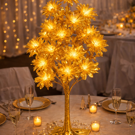 Gold LED Flower Tree Centerpiece