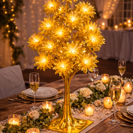 Gold LED Flower Tree Centerpiece