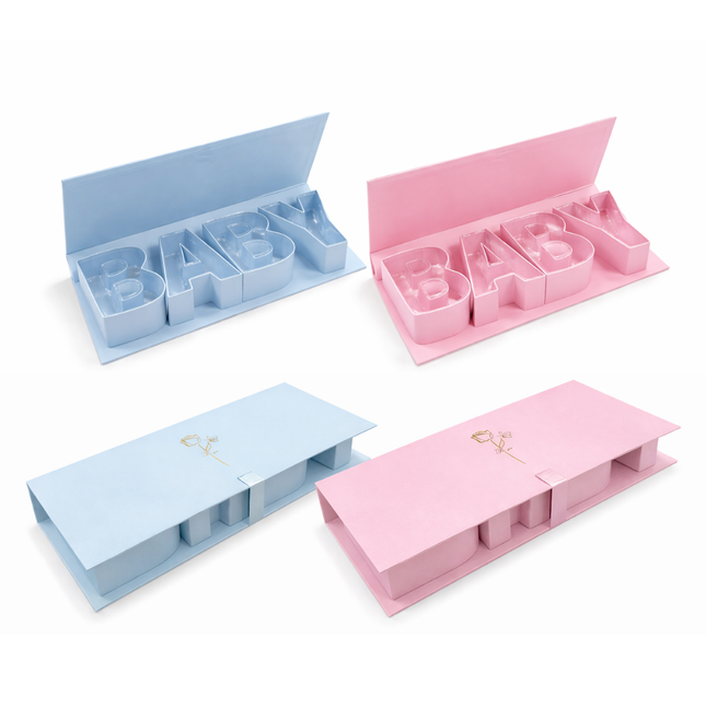 BABY Letter Gift Box – Premium Cardboard with Satin Ribbon