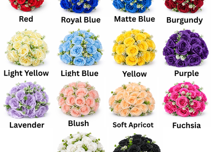 Artificial Flower Bouquet – Silk Floral Arrangement for Weddings & Events 18pc or 36pc