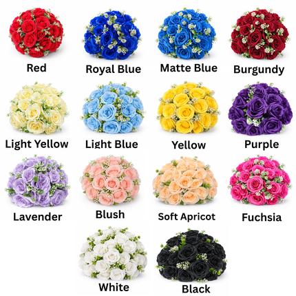 Artificial Flower Bouquet – Silk Floral Arrangement for Weddings & Events 18pc or 36pc