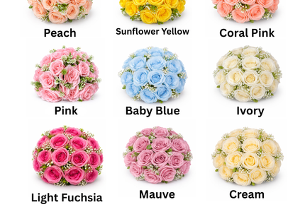 Artificial Flower Bouquet – Silk Floral Arrangement for Weddings & Events 18pc or 36pc