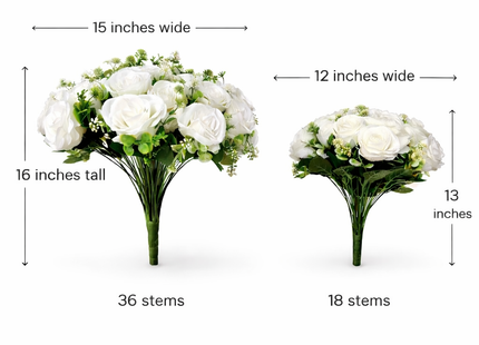 Artificial Flower Bouquet – Silk Floral Arrangement for Weddings & Events 18pc or 36pc