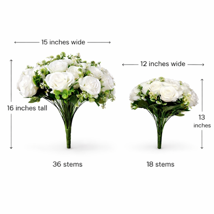 Artificial Flower Bouquet – Silk Floral Arrangement for Weddings & Events 18pc or 36pc