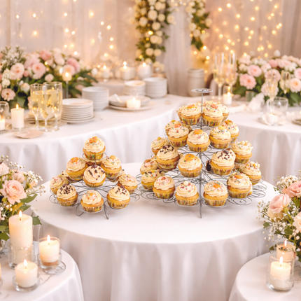 Swirl Silver Metal Cupcake Stand – 13 or 41 Cup Capacity