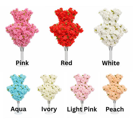 Artificial Cherry Blossom Tree Stand 52 Inches Tall 10 or 20 Stems Realistic Flowers Flexible Stems Sturdy Metal Stand Round Base Easy Assembly