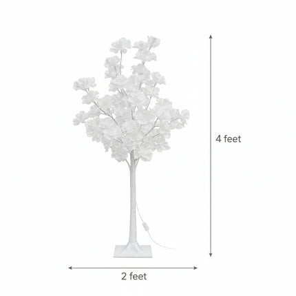 4FT LED White Blossom Light Tree White Floral Event Decor LED Lights Warm Glow Adjustable Branches Indoor Outdoor Use