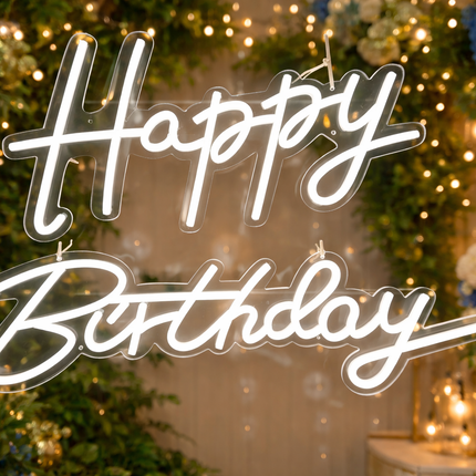 LED Neon Party Signs – Happy Birthday, Let’s Party & More
