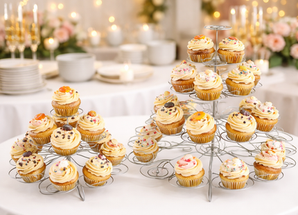 Swirl Silver Metal Cupcake Stand – 13 or 41 Cup Capacity