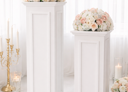 White Event Display Pedestal Stand – 40” & 32” Sizes, 12” Wide