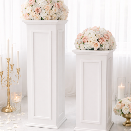 White Event Display Pedestal Stand – 40” & 32” Sizes, 12” Wide