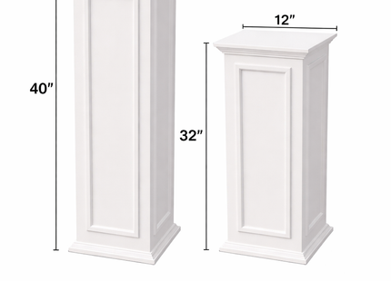 White Event Display Pedestal Stand – 40” & 32” Sizes, 12” Wide