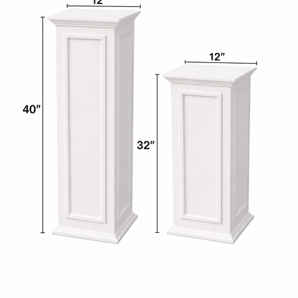 White Event Display Pedestal Stand – 40” & 32” Sizes, 12” Wide