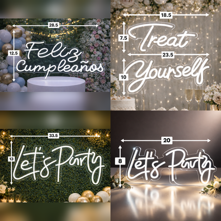 LED Neon Party Signs – Happy Birthday, Let’s Party & More
