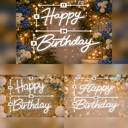 LED Neon Party Signs – Happy Birthday, Let’s Party & More