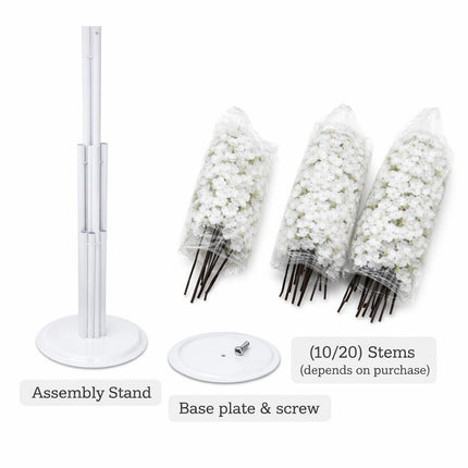 Artificial Cherry Blossom Tree Stand 52 Inches Tall 10 or 20 Stems Realistic Flowers Flexible Stems Sturdy Metal Stand Round Base Easy Assembly