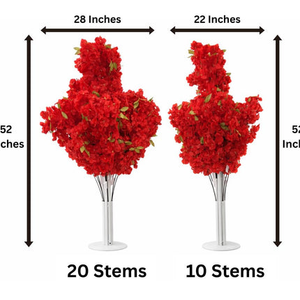Artificial Cherry Blossom Tree Stand 52 Inches Tall 10 or 20 Stems Realistic Flowers Flexible Stems Sturdy Metal Stand Round Base Easy Assembly
