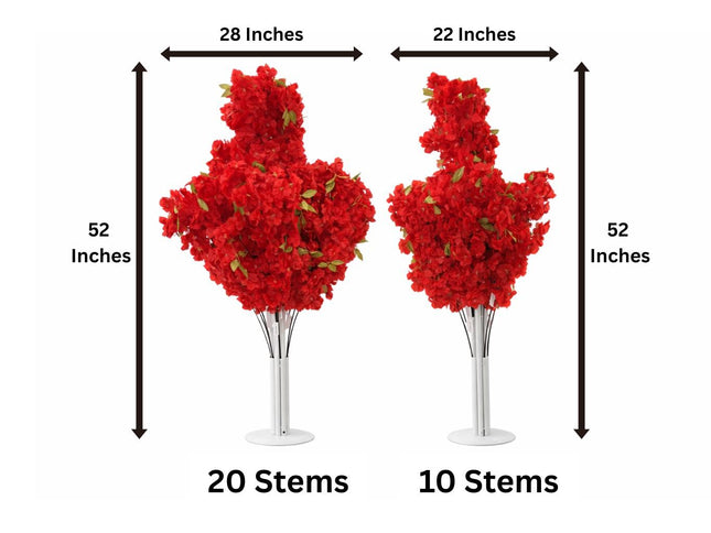 Artificial Cherry Blossom Tree Stand 52 Inches Tall 10 or 20 Stems Realistic Flowers Flexible Stems Sturdy Metal Stand Round Base Easy Assembly